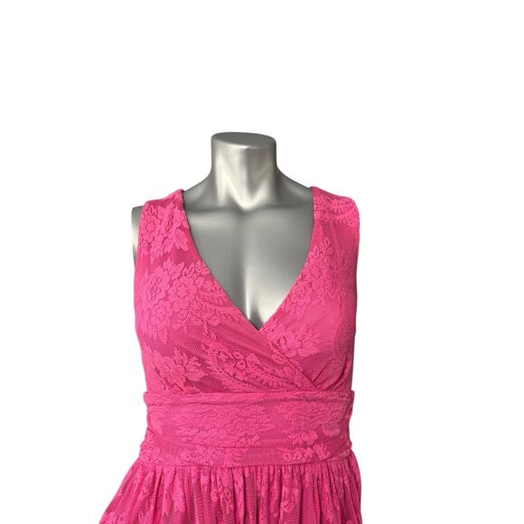 Newport News Women's Pink Lace Fit Flare Dress Empire Waist Size 6P Magenta - Picture 9 of 9